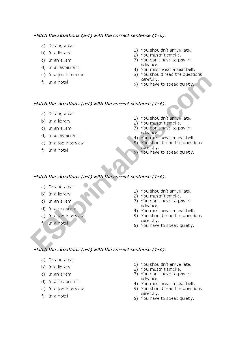 Necessity and obligation worksheet