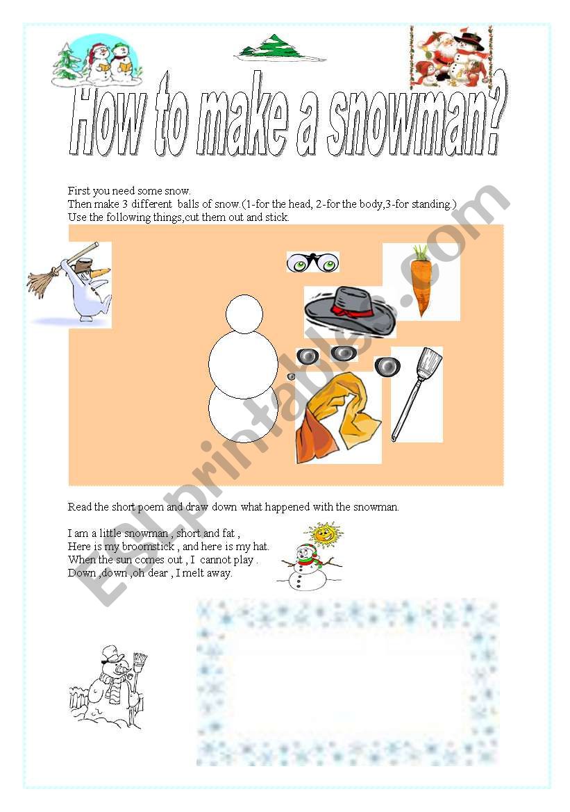 How to make a snowman? worksheet