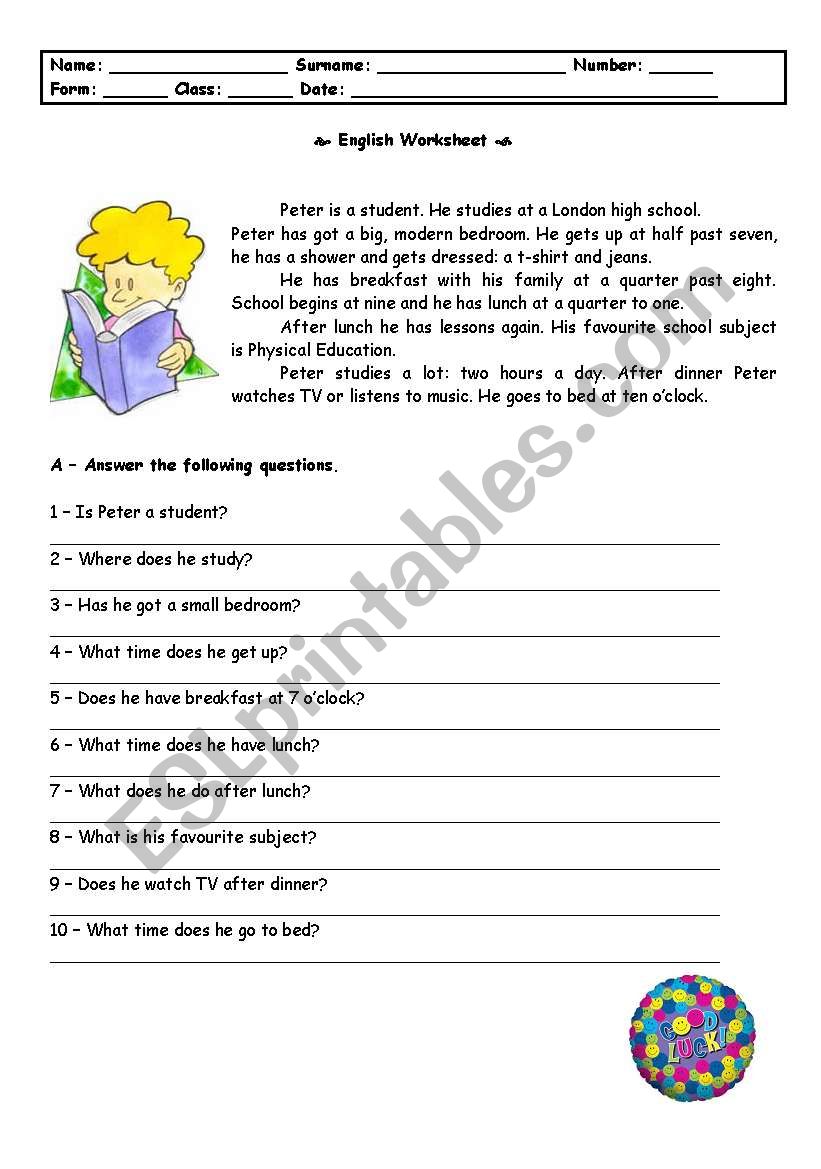 Daily Routine worksheet