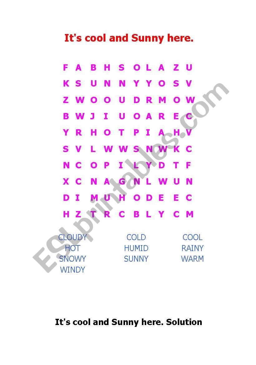 wordsearch worksheet