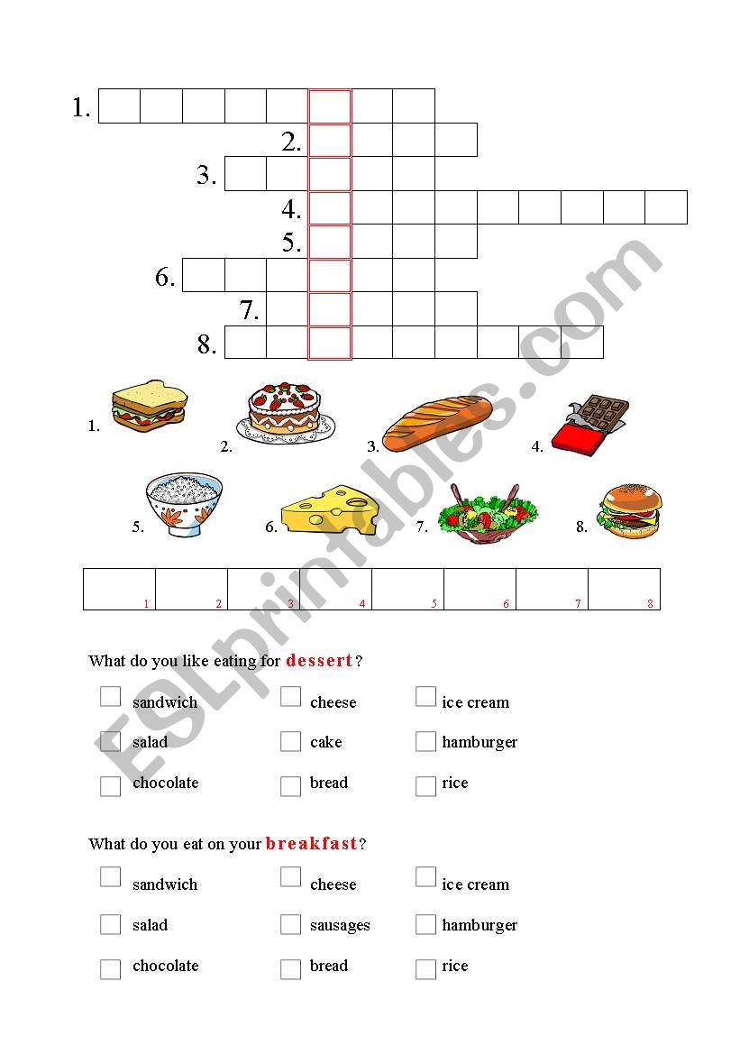 food worksheet