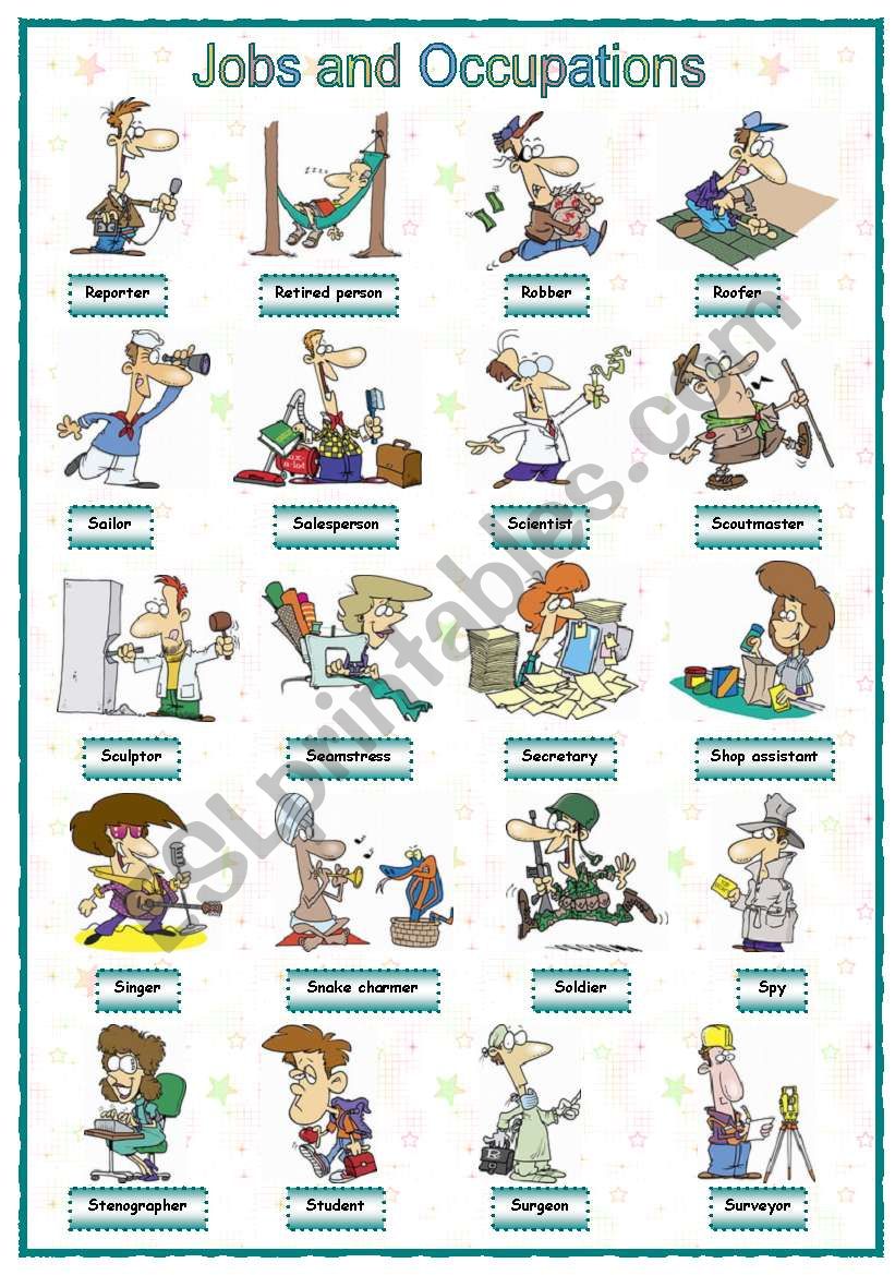 Jobs and occupations (7 of 8) worksheet