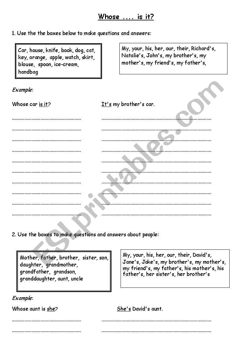 Whose is it? worksheet