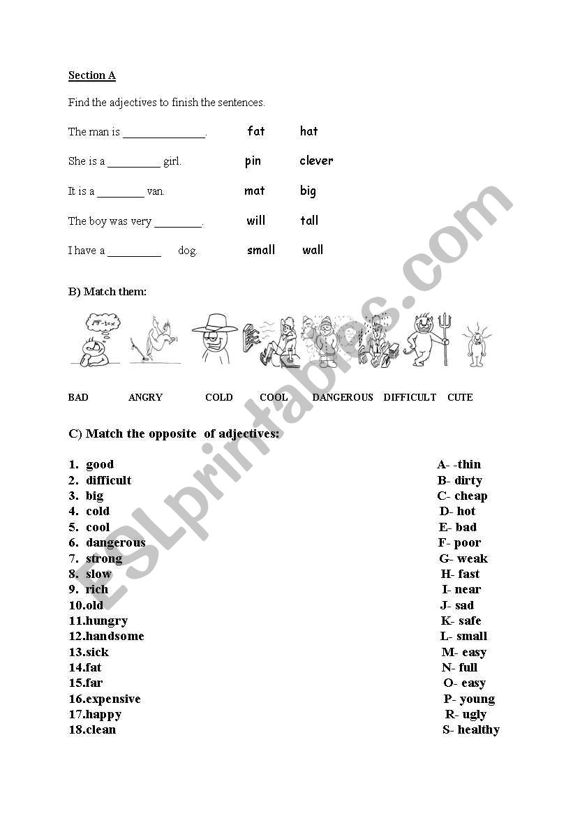 adjectives worksheet worksheet