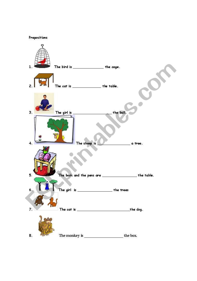 Prepositions worksheet