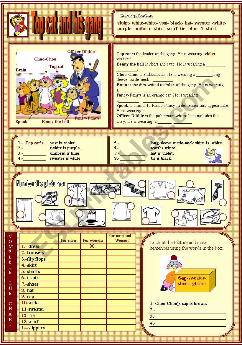 Clothes worksheet