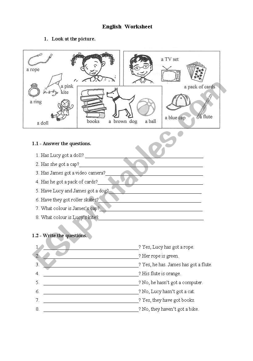 English Worksheet worksheet