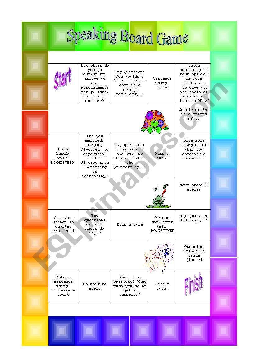 Speaking board game 2 worksheet