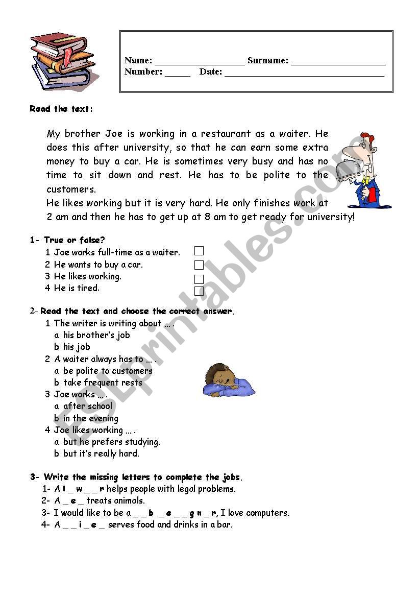 Worksheet/Test worksheet