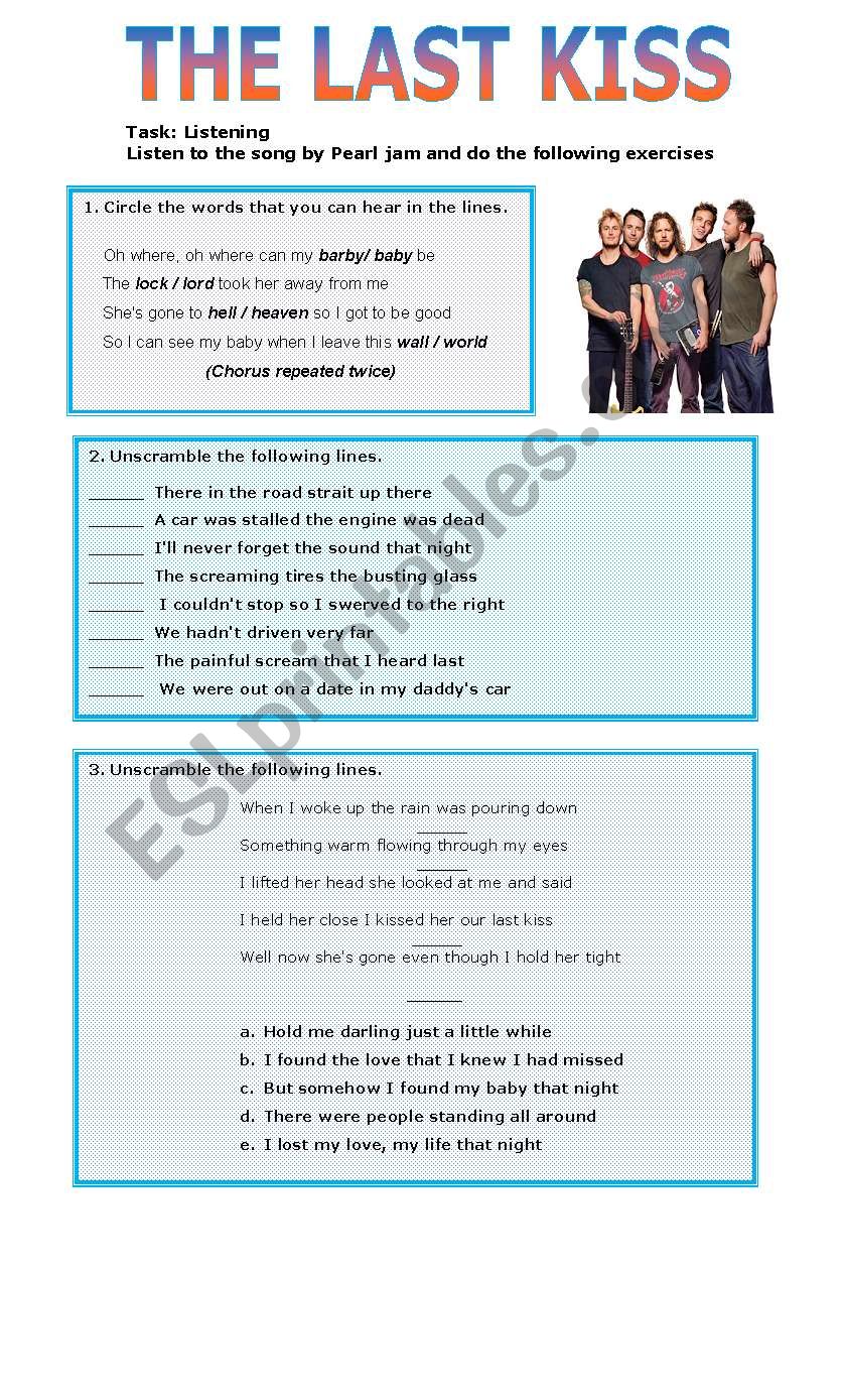 THE LAST KISS BY PerJam   worksheet