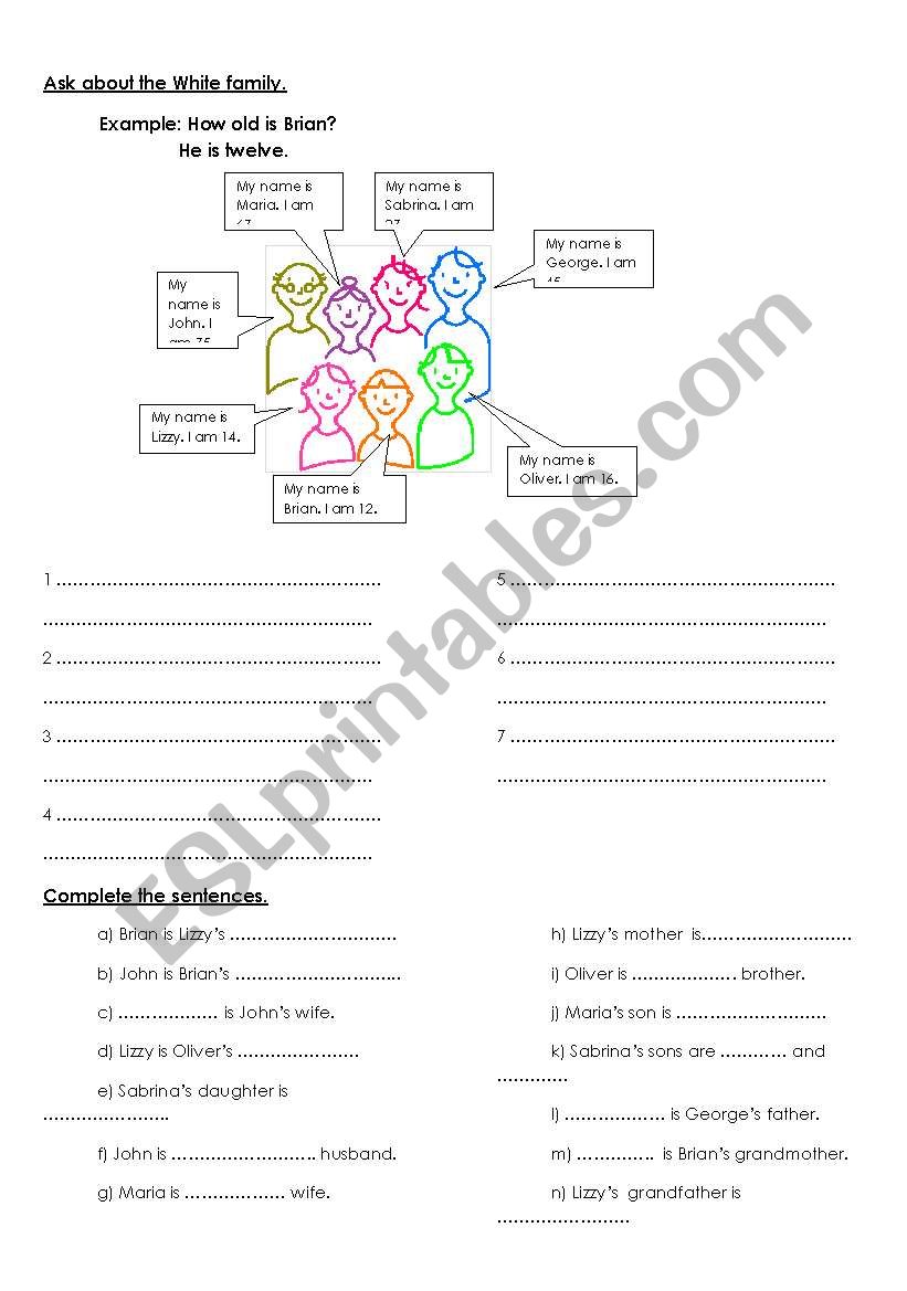age and family worksheet