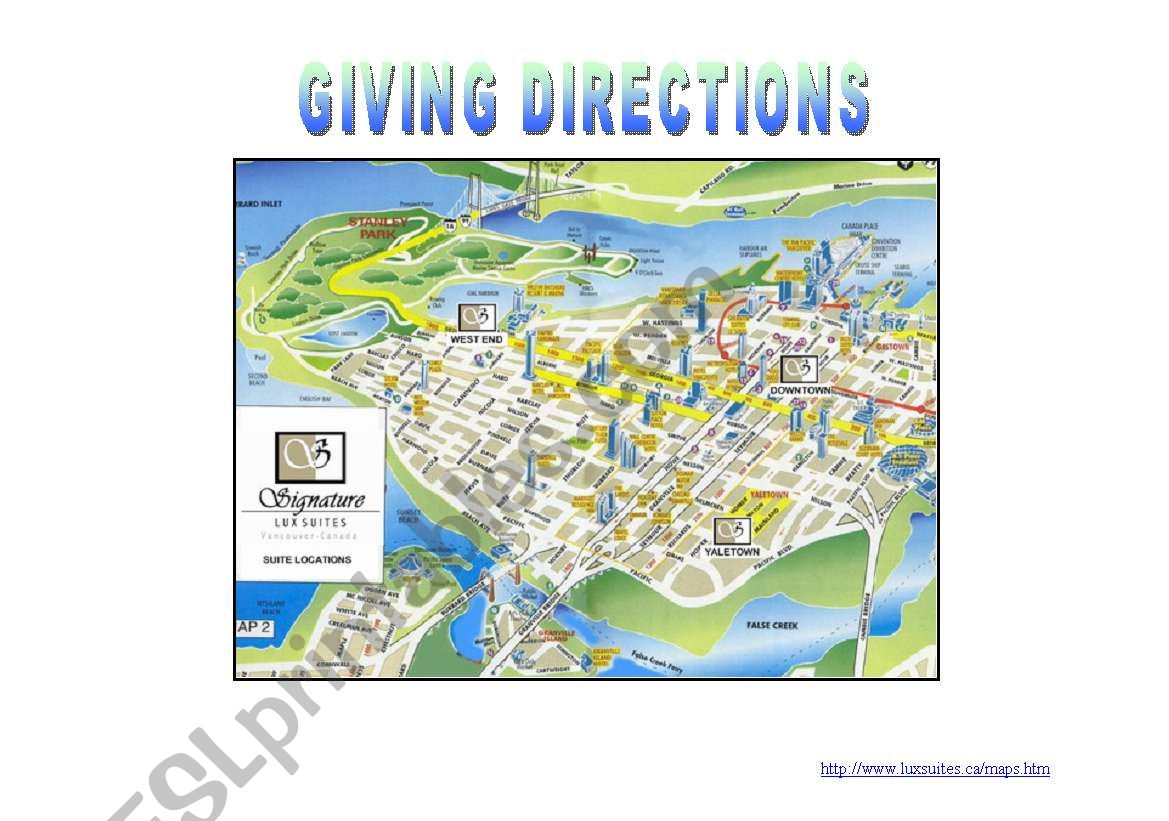 Giving directions worksheet