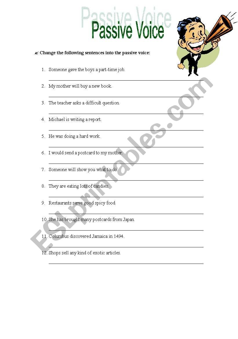 passive voice - exercises worksheet