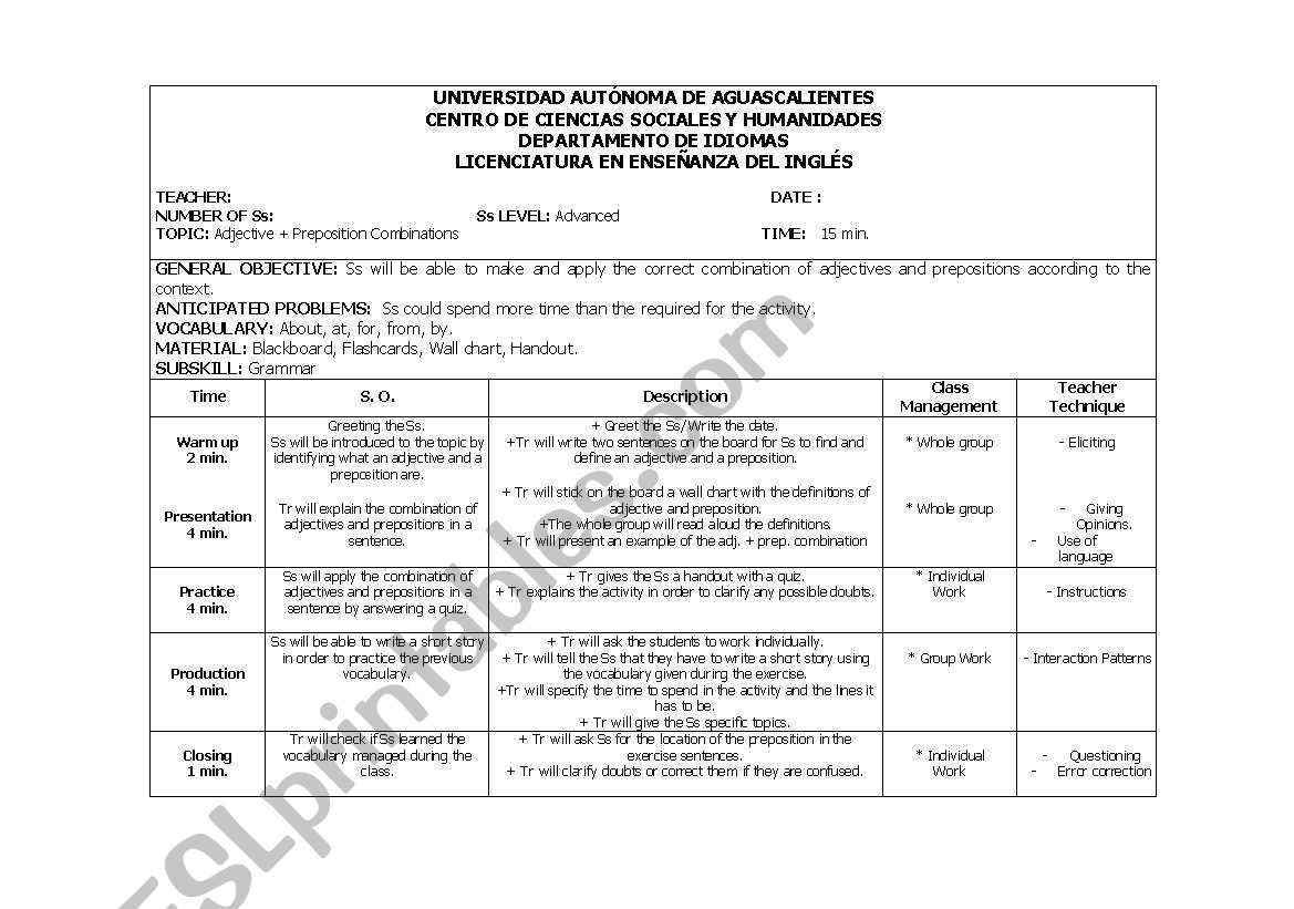 Grammar Lesson Plan  worksheet