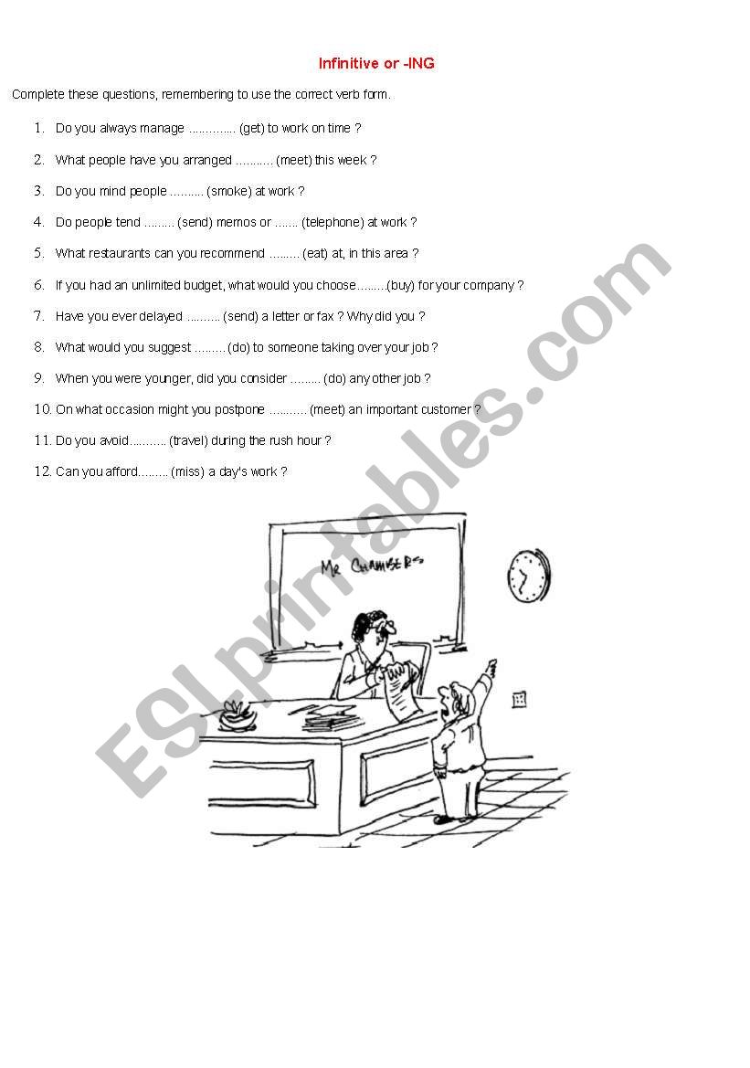 Infiniti9ve or ing worksheet