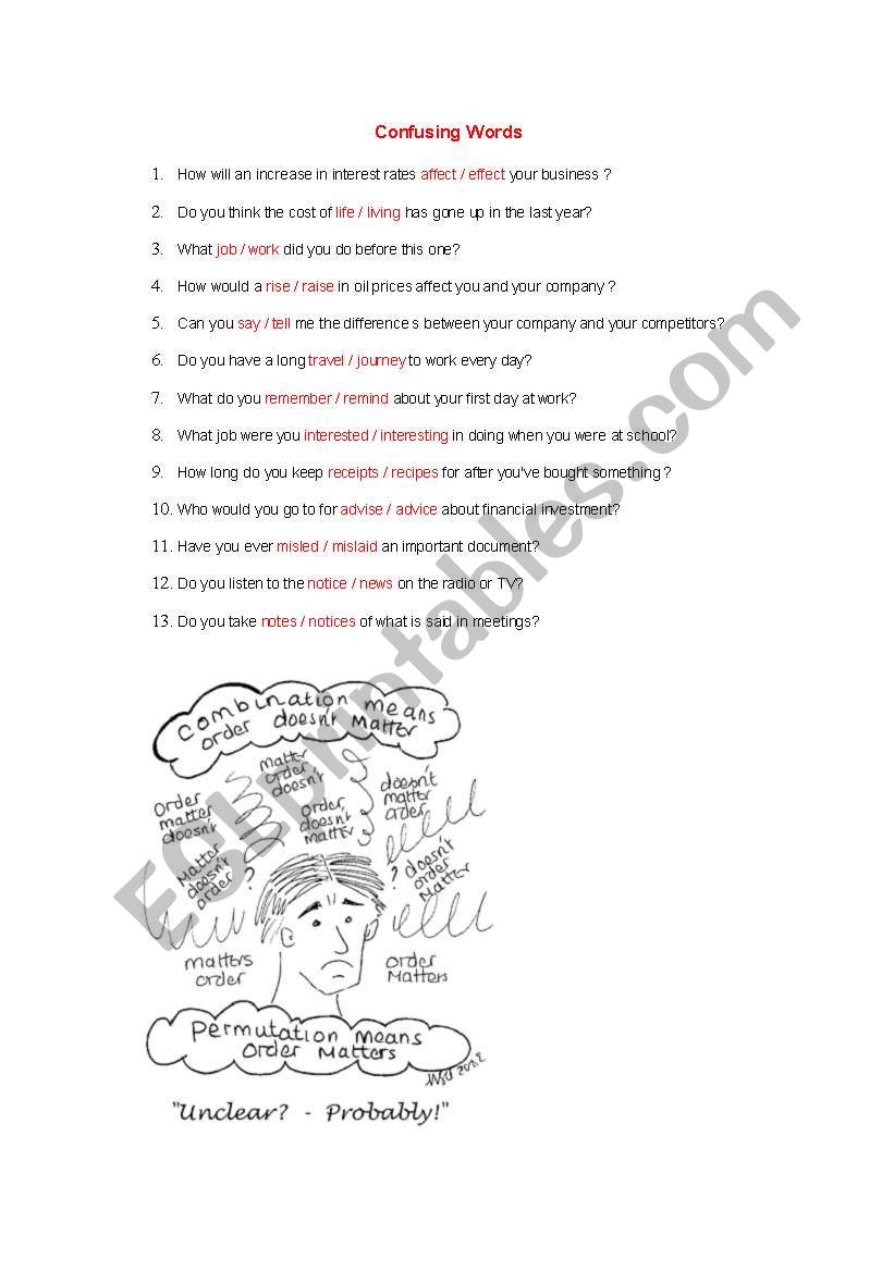 confusing words worksheet