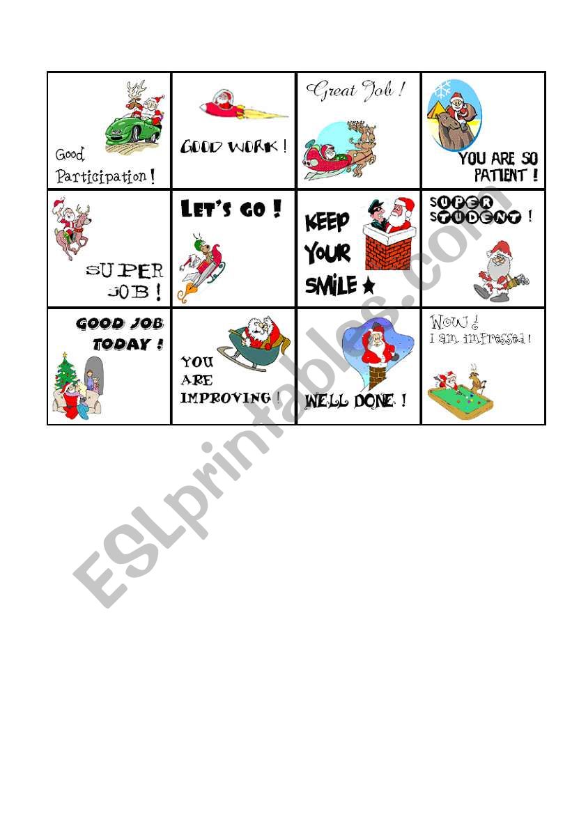 Christmas award cards 2/4 worksheet
