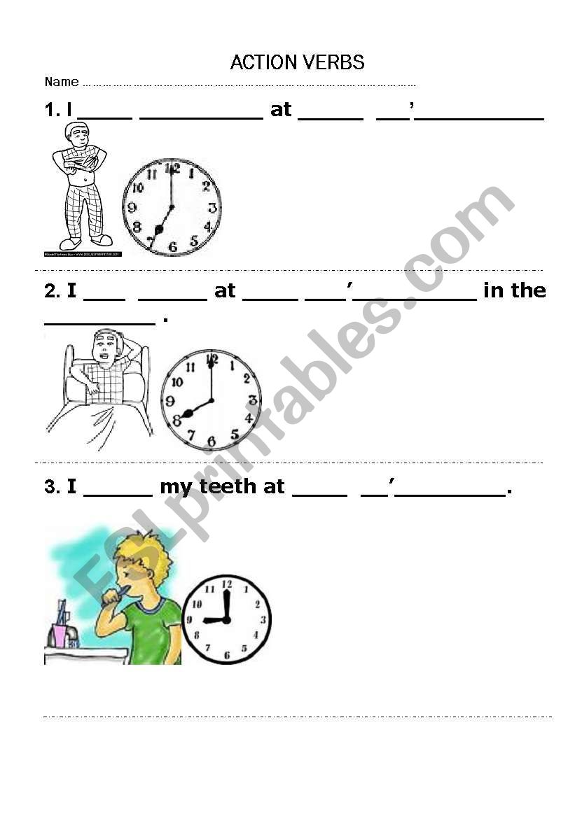 daily activities and time worksheet