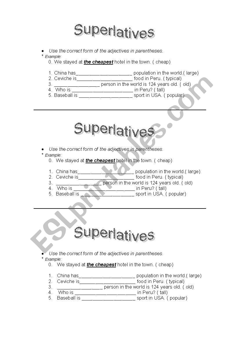 superlatives worksheet