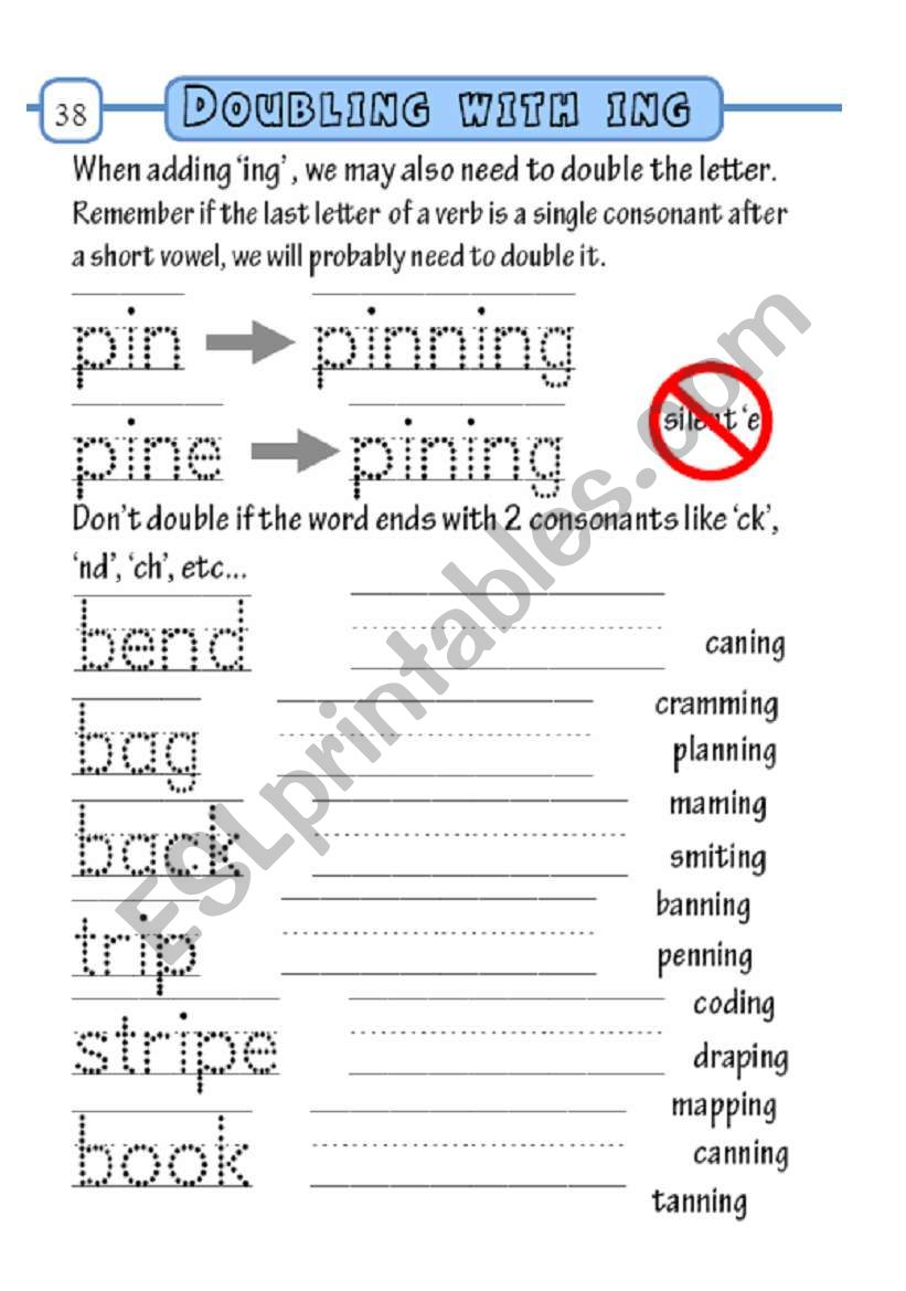 doubling with ing worksheet