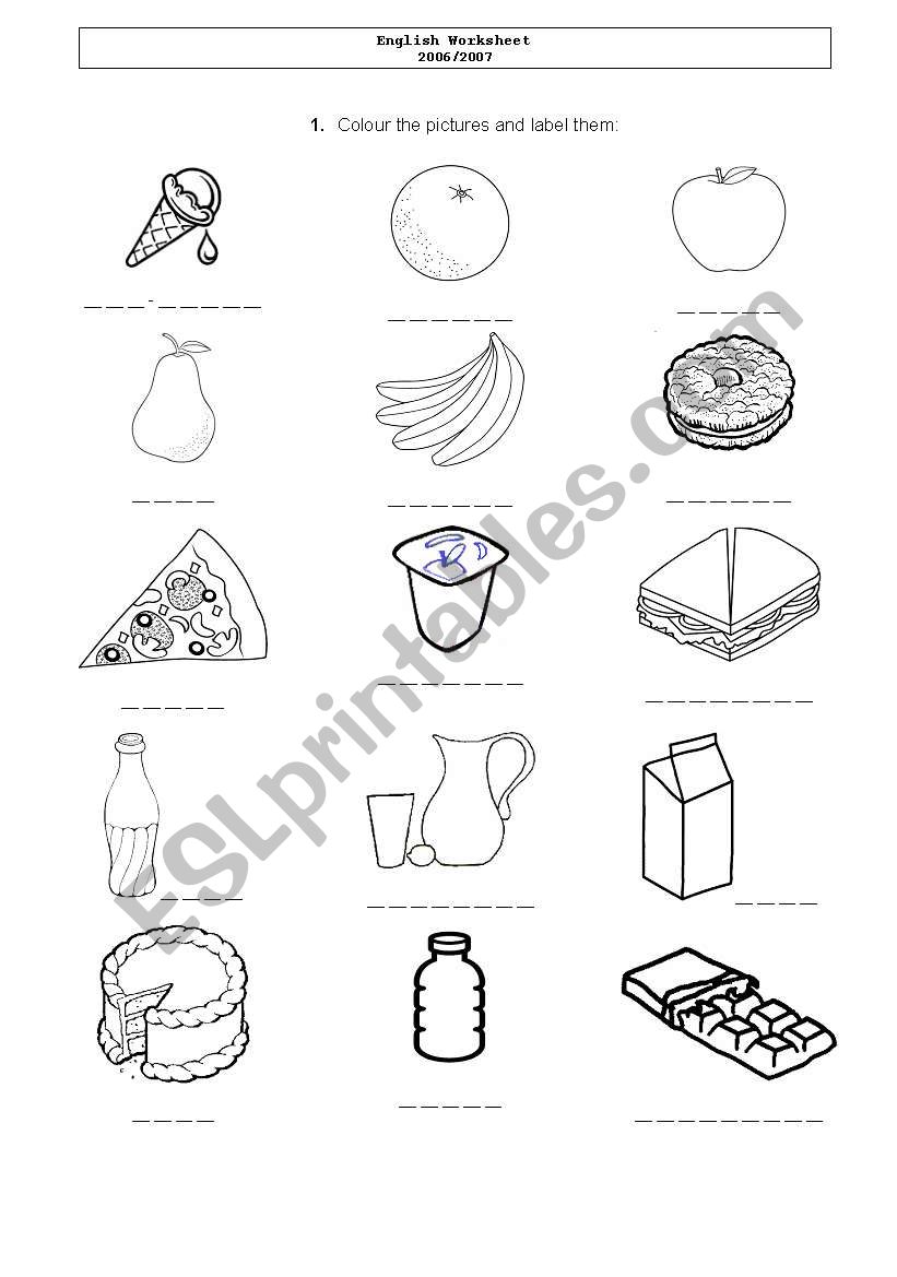 Food worksheet