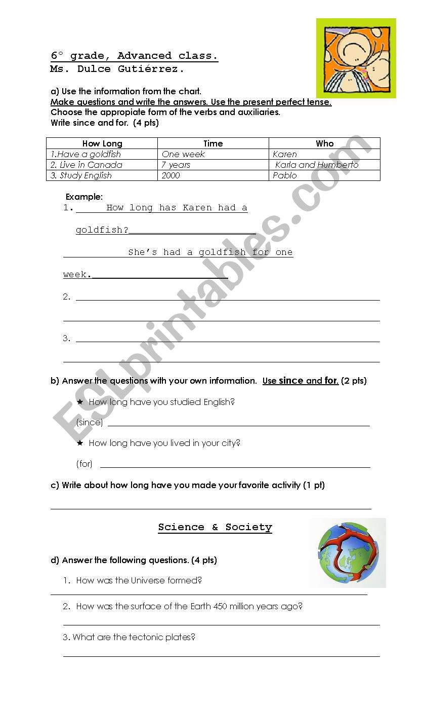 Present Perfect / Science  worksheet