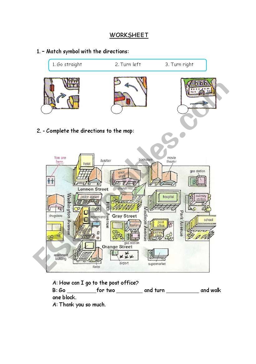 directions worksheet