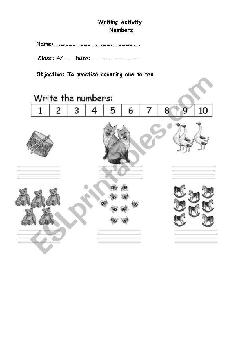 Writing numbers worksheet