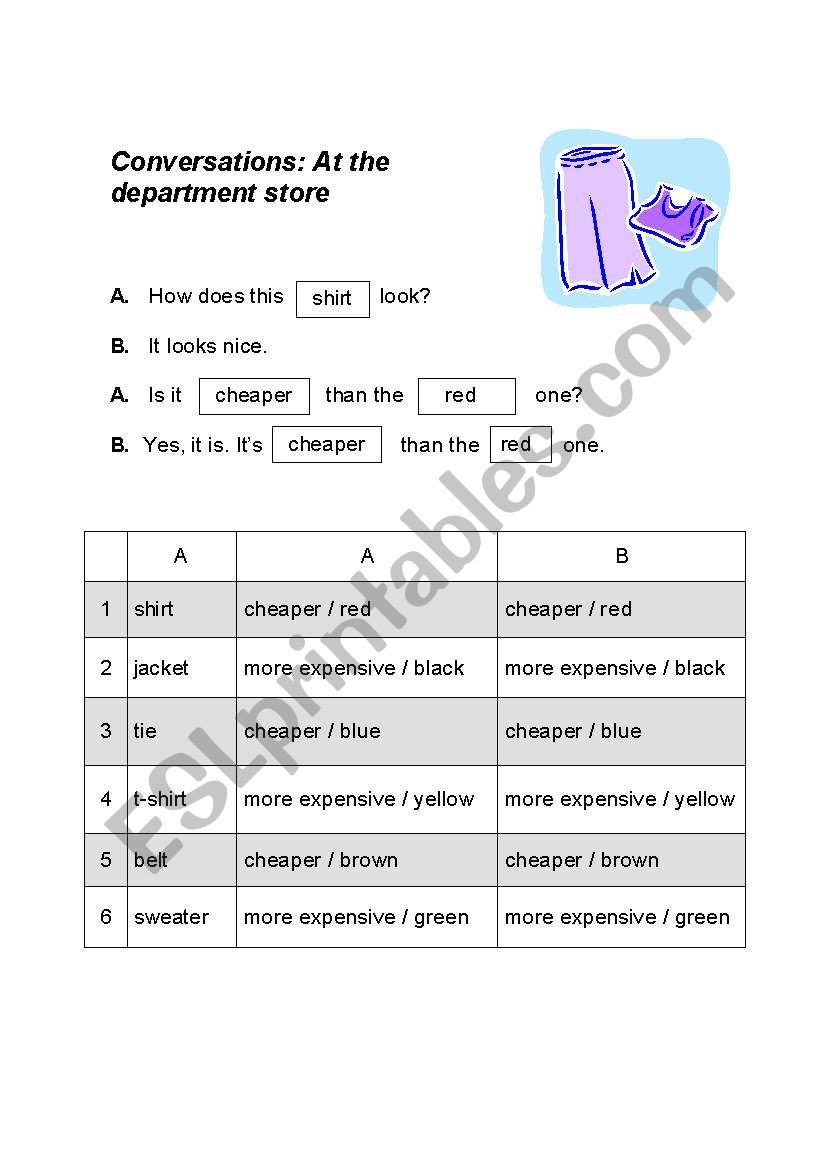 Conversations: Clothing worksheet