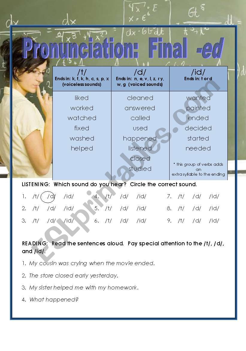 Pronunciation:  Final -ed, Simple Past