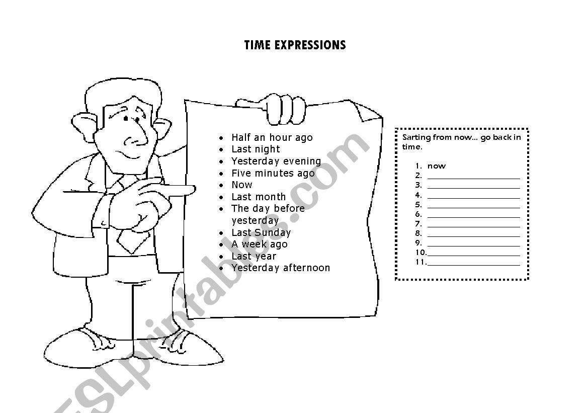 Time expressions worksheet