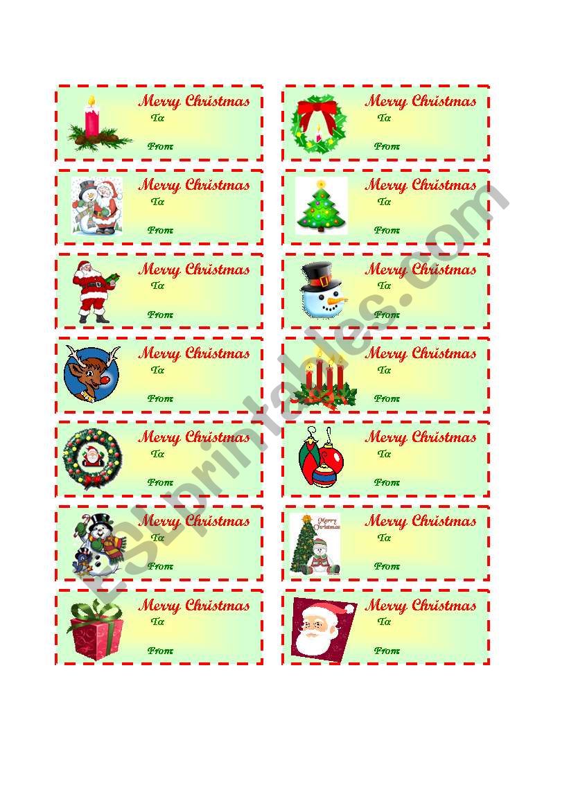 Christmas gift tags  (To / From )