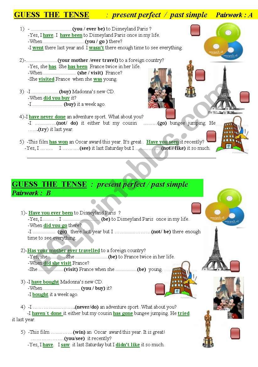 PRESENT PERFECT / PAST SIMPLE -Guess the tense, my friend!