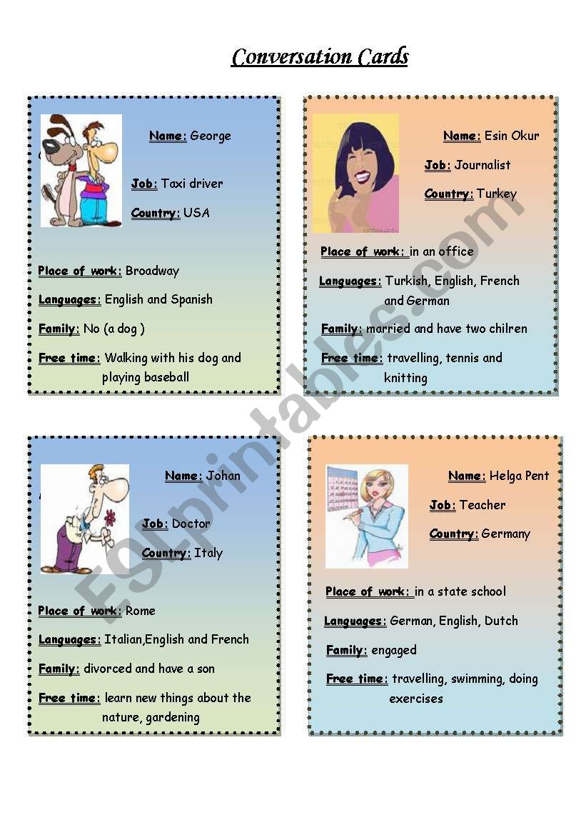 Conversation Cards worksheet