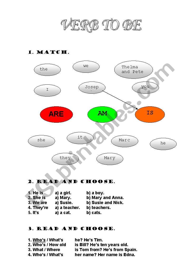 Verb to be worksheet