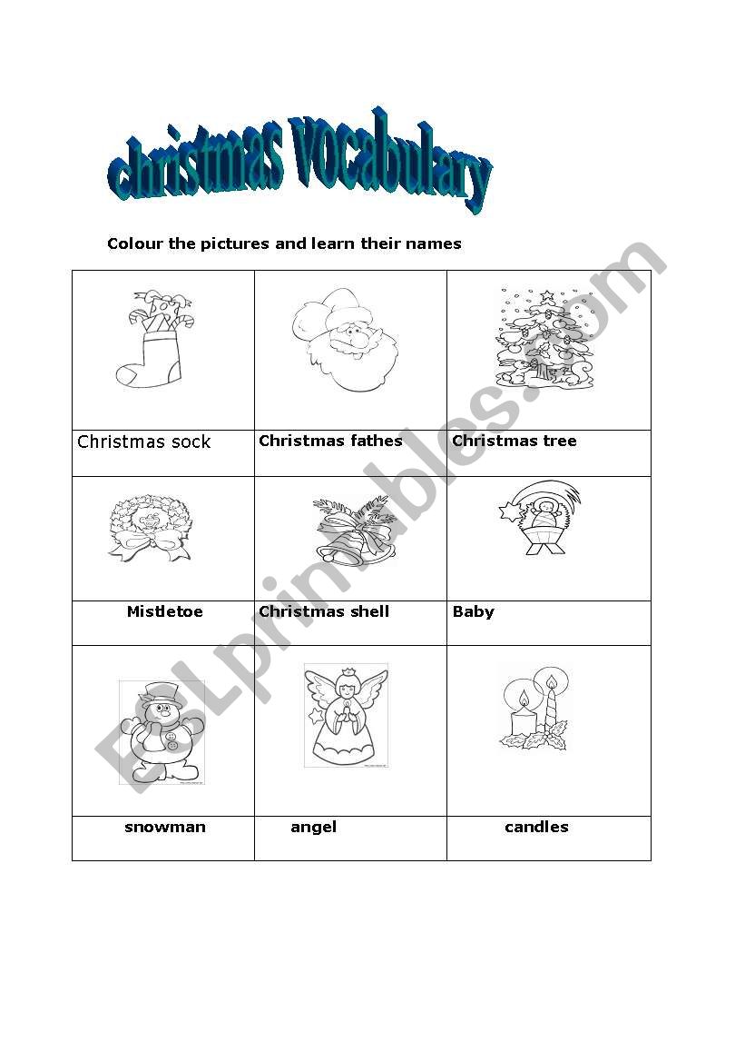 christmas vocabulary worksheet