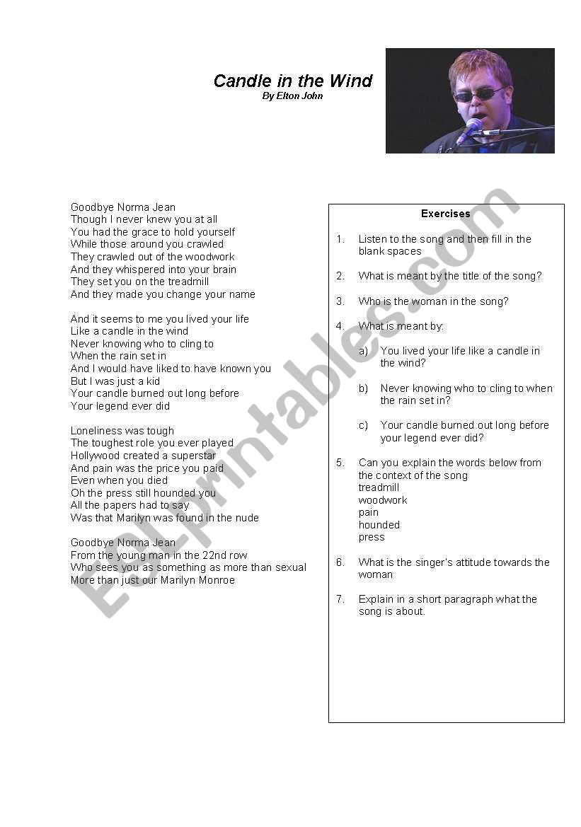 Using songs in lessons worksheet