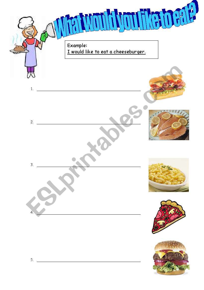 WHAT WOULD YOU LIKE TO EAT? worksheet