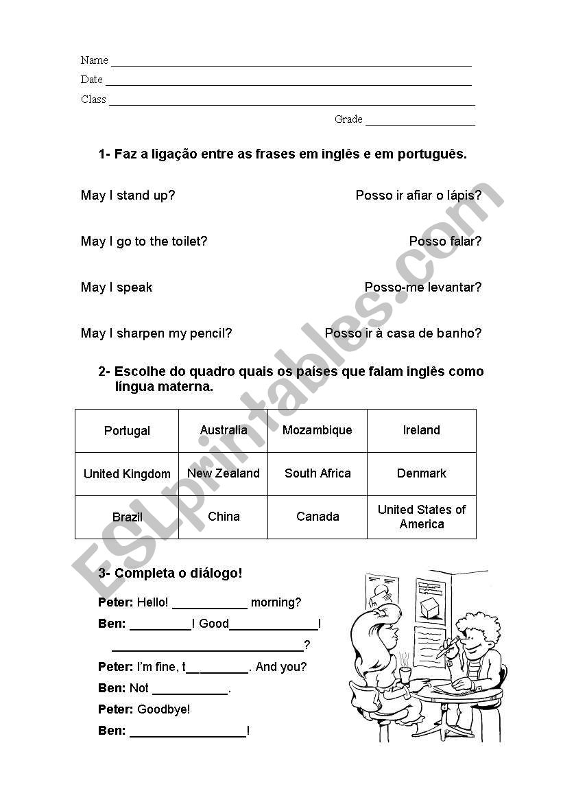 written test or worksheet worksheet