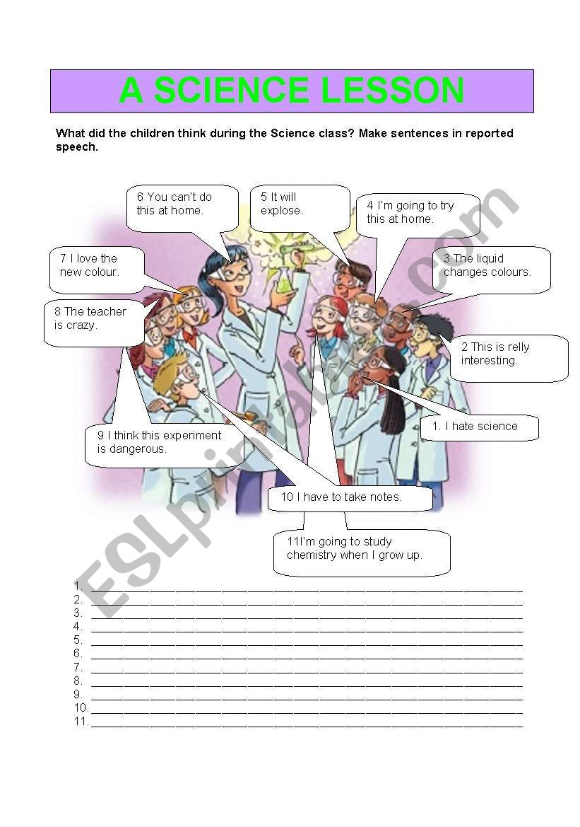 A SCIENCE LESSON worksheet