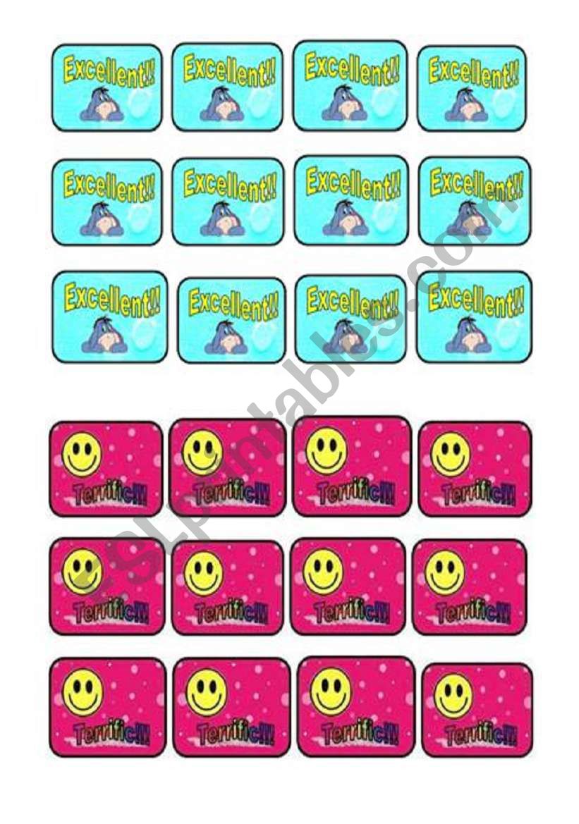 Stickers worksheet