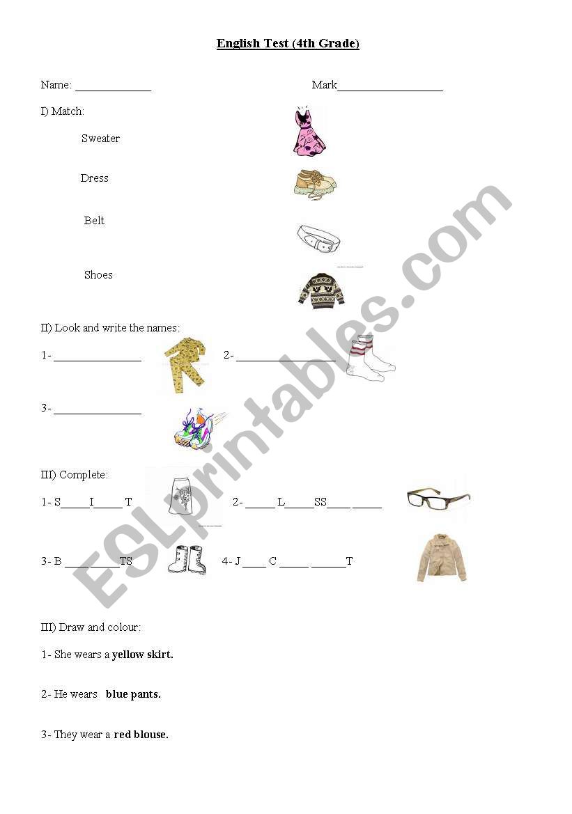 clothes worksheet