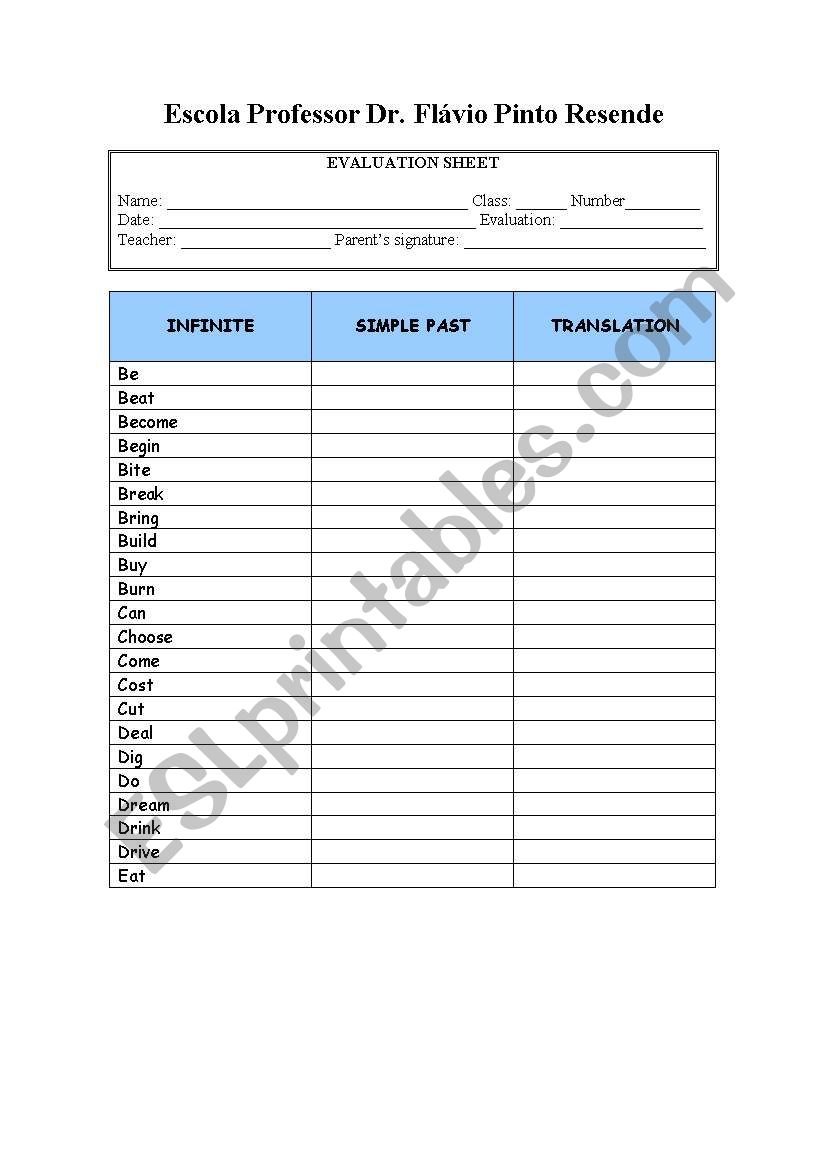 Simple past of irregular verbs