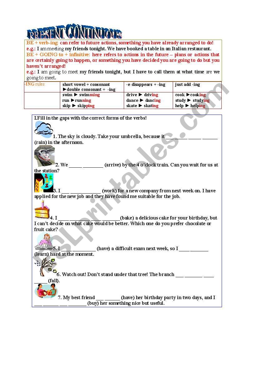 Present Continuous worksheet