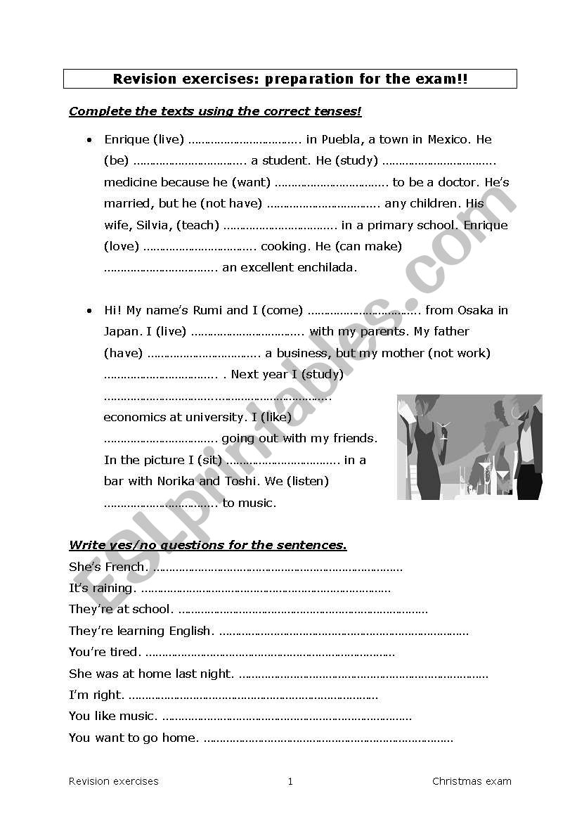 Revision exercises worksheet