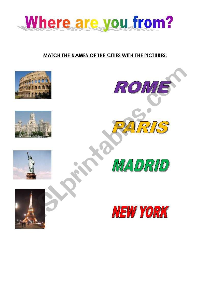 Where are you from? worksheet