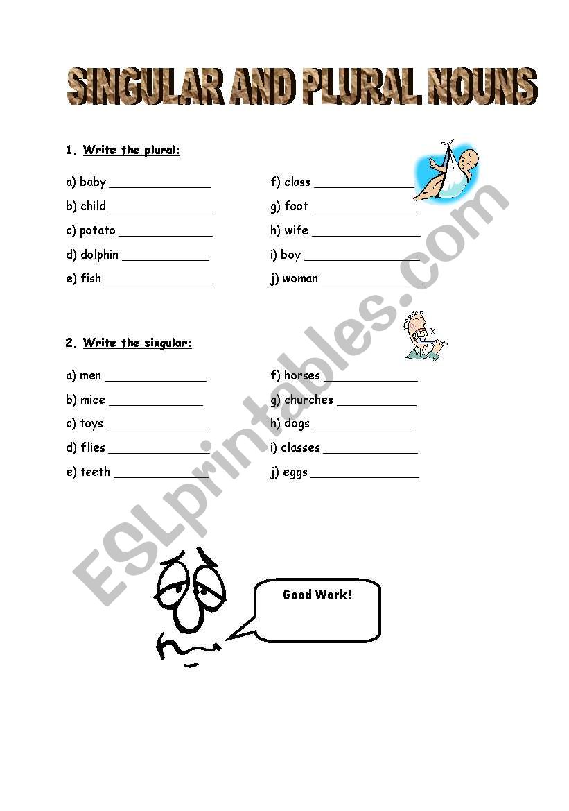 Singular and plural worksheet