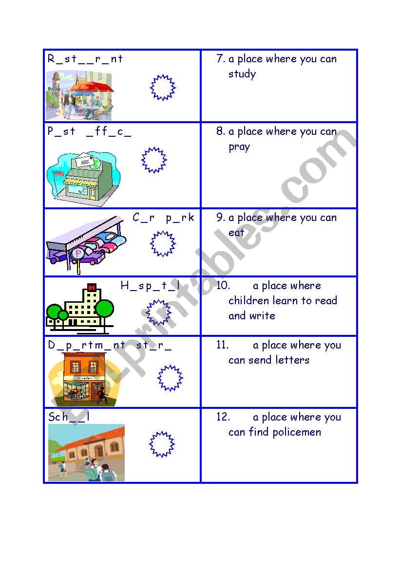 town buildings page 2 worksheet