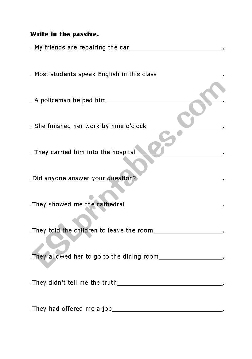 passives worksheet