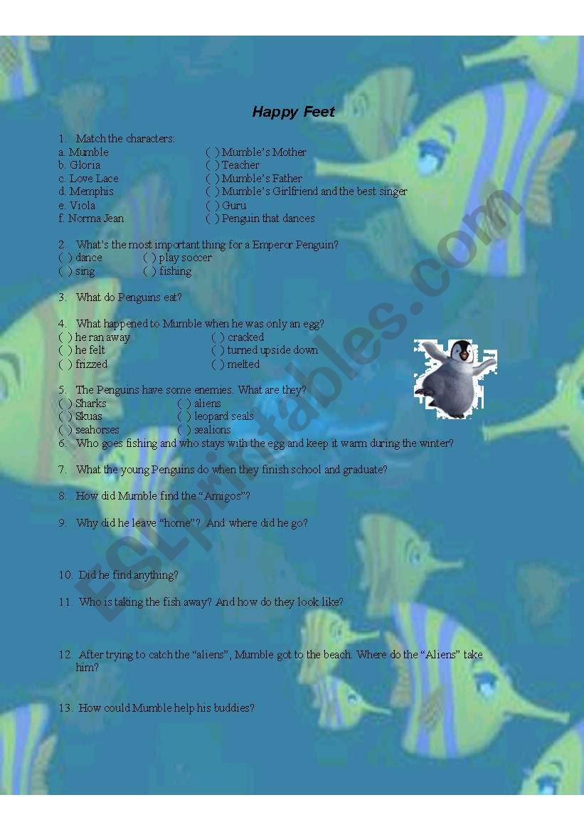 Happy Feet worksheet